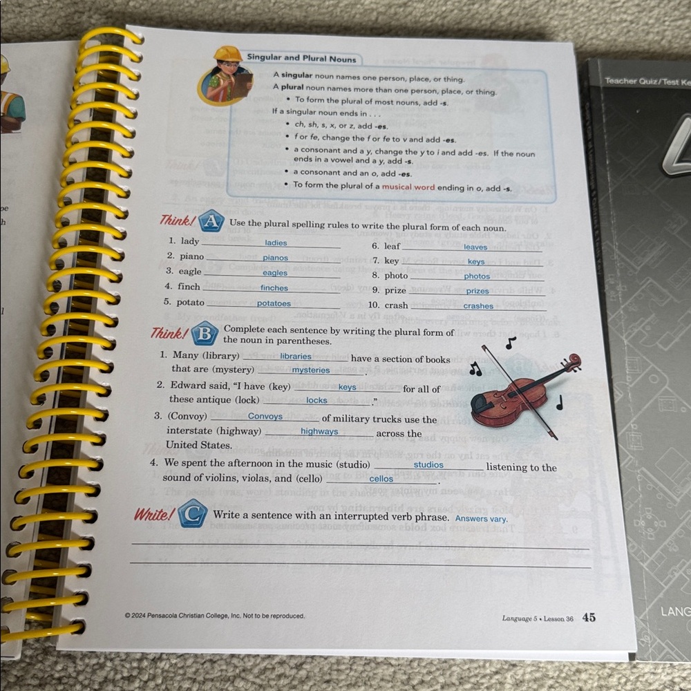 Abeka Grade 5 Language Book - Picture 2 of 3
